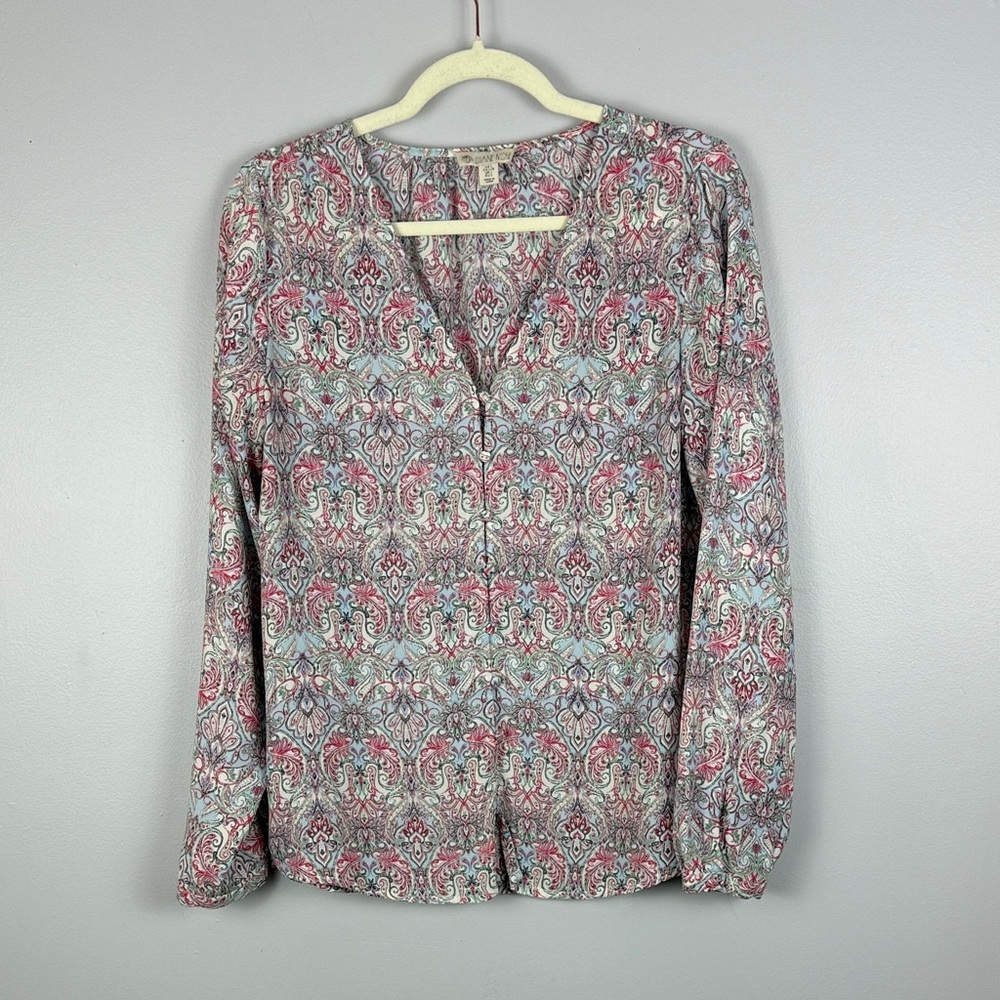 Eliane Rose Paisley V-Neck Long Sleeve Large Blouse - Pink Multi - Picture 2 of 11